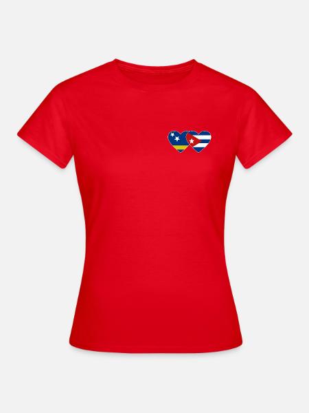 Curacao Kuba Flagge Herz - Frauen T-Shirt - Rot