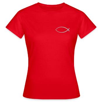 Ichtus poisson argent - T-shirt Femme - rouge - Devant - AI Model Female 172 dark (172cm)