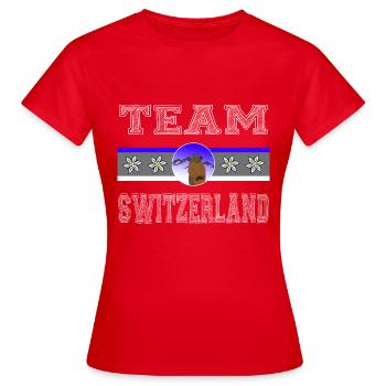 Schweiz Schweizer Murmeltier Edelweiss Geschenk - Frauen T-Shirt - Rot - Vorne - AI Model Female 172 dark (172cm)
