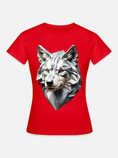 Wolfskopf LowPoly Geometrisch - Frauen T-Shirt - Rot