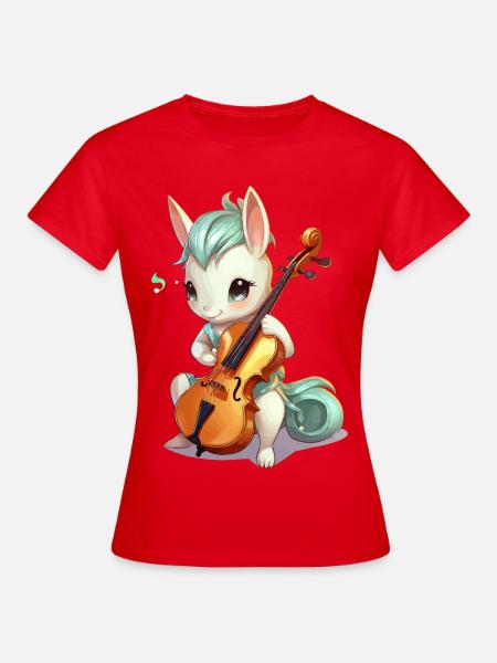 Kuschelbunny mit Cello - Frauen T-Shirt - Rot