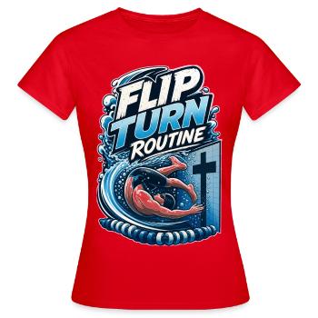 ROUTINE DE RETOURNEMENT - T-shirt Femme - rouge - Devant - AI Model Female 172 dark (172cm)