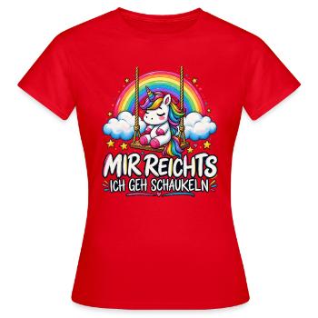 Mir reicht’s – Ich geh schaukeln - Frauen T-Shirt - Rot - Vorne - AI Model Female 172 dark (172cm)
