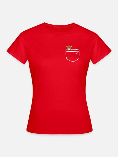 Bärchen am Hosentasche - Frauen T-Shirt - Rot
