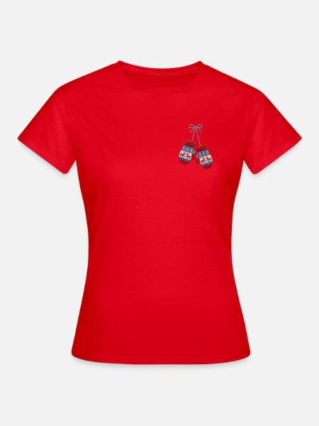 Kerstwantjes in geborduurde-look (geprint) - Vrouwen T-shirt - rood