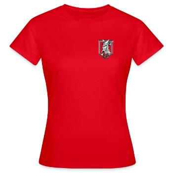 Official 92nd Infantry Regiment Badge 2025 - Women's T-Shirt - red - Front - AI Model Female 172 dark (172cm)