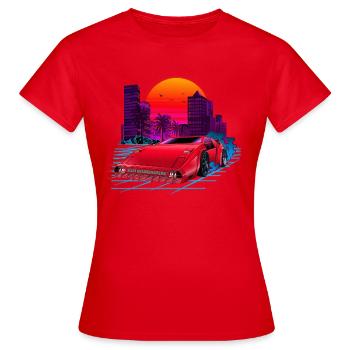 80s Synthwave Retro Car - Frauen T-Shirt - Rot - Vorne - AI Model Female 172 dark (172cm)