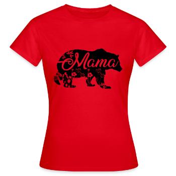 Mama Bear with flower decoration - Women's T-Shirt - red - Front - AI Model Female 172 dark (172cm)