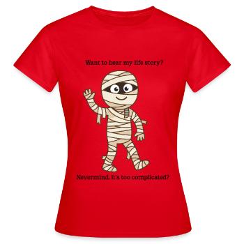 Too Complicated Mummy – lustiges Halloween-T-Shirt - Frauen T-Shirt - Rot - Vorne - AI Model Female 172 dark (172cm)