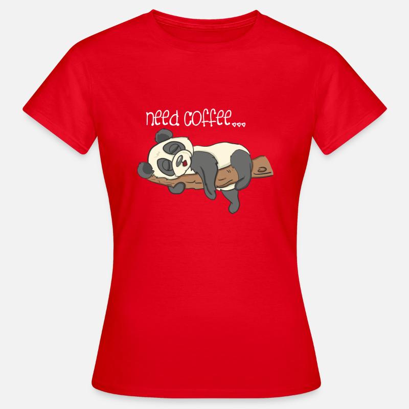 Coffee Tshirt " Need Coffee " Panda Bear - Women's T-Shirt - red