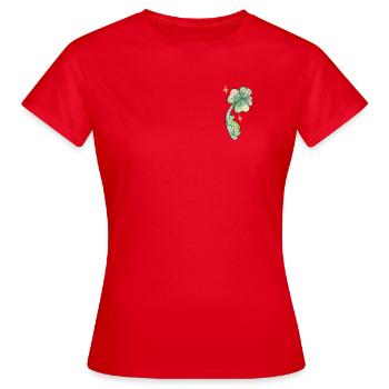 Chenille porte-bonheur sur trèfle - T-shirt Femme - rouge - Devant - AI Model Female 172 dark (172cm)