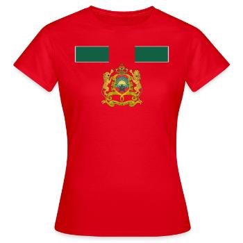 Goldenes Emblem der Fußballmannschaft des Königreichs Marokko - Frauen T-Shirt - Rot - Vorne - AI Model Female 172 dark (172cm)