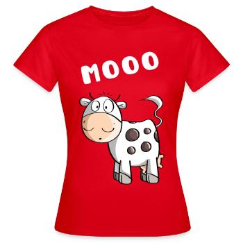 Kleine Mooo Kuh - Kühe - Comic - Frauen T-Shirt - Rot - Vorne - AI Model Female 172 dark (172cm)