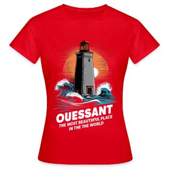 Ouessant-Insel am Ende der Welt Leuchtturm-Créac'h-Meer - Frauen T-Shirt - Rot - Vorne - AI Model Female 172 dark (172cm)