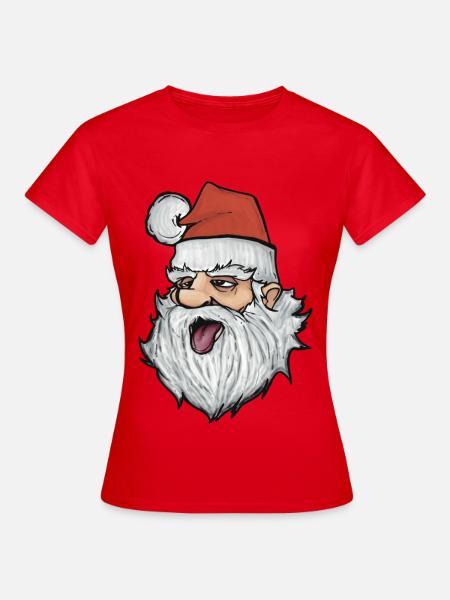 Lustiger Weihnachtsmann mit roter Mütze - Frauen T-Shirt - Rot