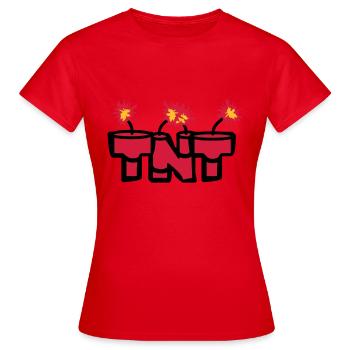 angezuendet texte tige boom feu chaud tnt dyna - T-shirt Femme - rouge - Devant - AI Model Female 172 dark (172cm)