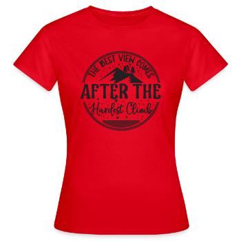 Aussicht klettern Berge Alpen - Frauen T-Shirt - Rot - Vorne - AI Model Female 172 dark (172cm)