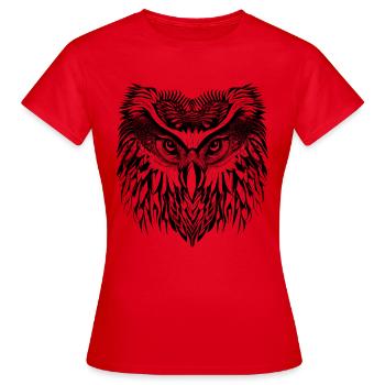 Owl Eagle owl owl drawn - Women's T-Shirt - red - Front - AI Model Female 172 dark (172cm)