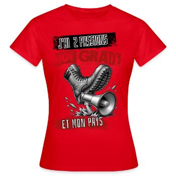 Grade et Pays" pour les Passionnés - T-shirt Femme - rouge - Devant - AI Model Female 172 dark (172cm)