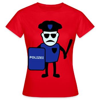 Polizist mit Schlagstock - Frauen T-Shirt - Rot - Vorne - AI Model Female 172 dark (172cm)