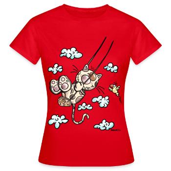 Cat on the swing - Women's T-Shirt - red - Front - AI Model Female 172 dark (172cm)