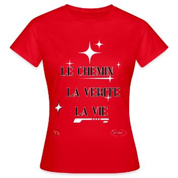 le chemin - T-shirt Femme - rouge - Devant - AI Model Female 172 dark (172cm)