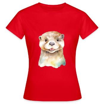 Verspielte Otter - Frauen T-Shirt - Rot - Vorne - AI Model Female 172 dark (172cm)