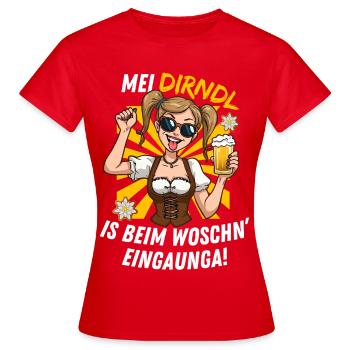 Dirndl Ersatz Tshirt für das Volksfest und Kirmes - Frauen T-Shirt - Rot - Vorne - AI Model Female 172 dark (172cm)