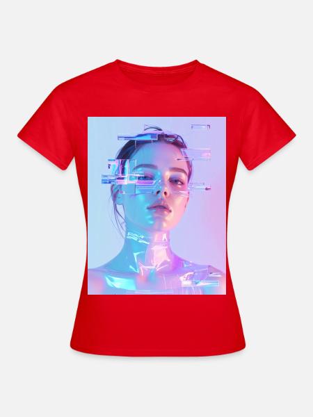 Irisierende Glitch Frau - Frauen T-Shirt - Rot