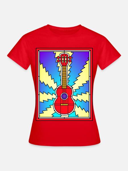 Buntglas-Akustikgitarre - Frauen T-Shirt - Rot