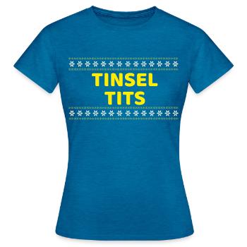 Tinsel Tits - Women's T-Shirt - antique blue sapphire heather - Front - AI Model Female 172 dark (172cm)