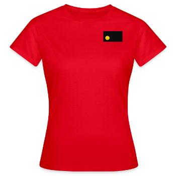 Gelber Punkt auf schwarzem Hintergrund - Frauen T-Shirt - Rot - Vorne - AI Model Female 172 dark (172cm)