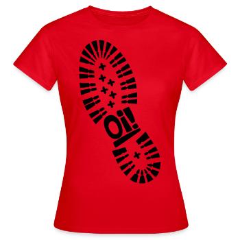 Oi! meine Stiefel! - Frauen T-Shirt - Rot - Vorne - AI Model Female 172 dark (172cm)