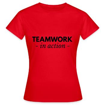 teamwork - Frauen T-Shirt - Rot - Vorne - AI Model Female 172 dark (172cm)