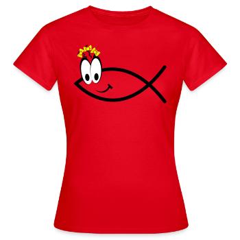 Ichtys Face Girl - Symbole - Christian - Femme - T-shirt Femme - rouge - Devant - AI Model Female 172 dark (172cm)