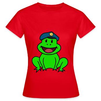 Polizei Frosch Polizist Frösche Kinder Kind Berufe - Frauen T-Shirt - Rot - Vorne - AI Model Female 172 dark (172cm)