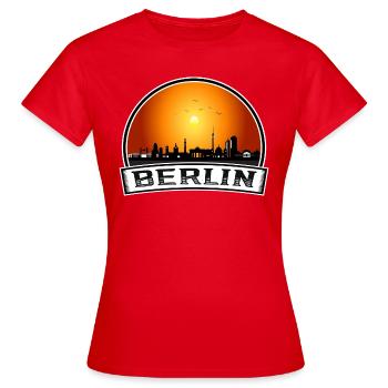 Berlin Skyline Retro Sun lettrage - T-shirt Femme - rouge - Devant - AI Model Female 172 dark (172cm)