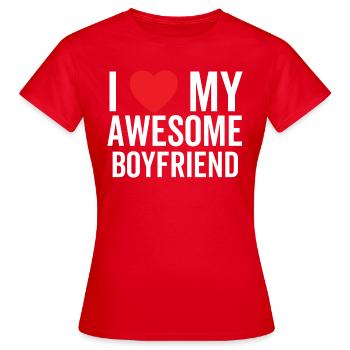 J’aime mon copain génial - T-shirt Femme - rouge - Devant - AI Model Female 172 dark (172cm)