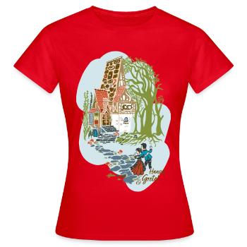 Hänsel und Gretel vor Hexenhaus - Frauen T-Shirt - Rot - Vorne - AI Model Female 172 dark (172cm)