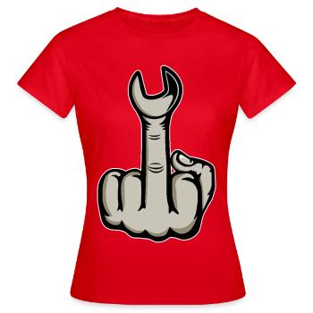 Mittelfinger Stingerfinger Schraubschlüssel - Frauen T-Shirt - Rot - Vorne - AI Model Female 172 dark (172cm)