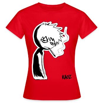 Croquis en noir et blanc : type mélancolique - T-shirt Femme - rouge - Devant - AI Model Female 172 dark (172cm)