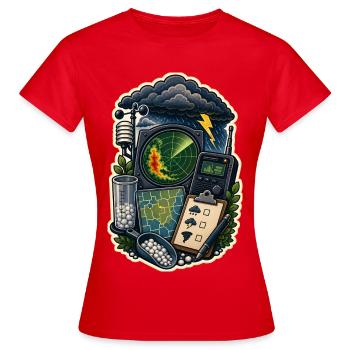 Carte d’observation des tempêtes Nuages radio - T-shirt Femme - rouge - Devant - AI Model Female 172 dark (172cm)