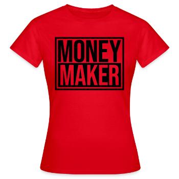 Money Maker Schild Reich - Frauen T-Shirt - Rot - Vorne - AI Model Female 172 dark (172cm)