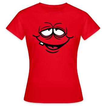 sourire sourire visage drôle moche heureux - T-shirt Femme - rouge - Devant - AI Model Female 172 dark (172cm)