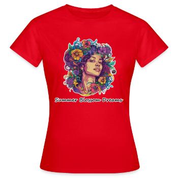 Summer Blossom Dreams - Frauen T-Shirt - Rot - Vorne - AI Model Female 172 dark (172cm)