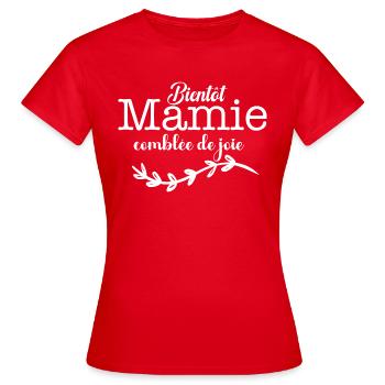 Bientôt Mamie comblée de joie - T-shirt Femme - rouge - Devant - AI Model Female 172 dark (172cm)