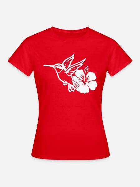 Kolibri Vogel Hibiskus Blume - Frauen T-Shirt - Rot