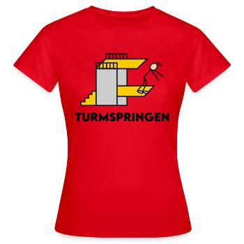 Turmspringen Turmspringer Sprung Sprungbrett - Frauen T-Shirt - Rot - Vorne - AI Model Female 172 dark (172cm)
