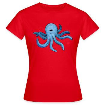bunter Oktopus - Frauen T-Shirt - Rot - Vorne - AI Model Female 172 dark (172cm)