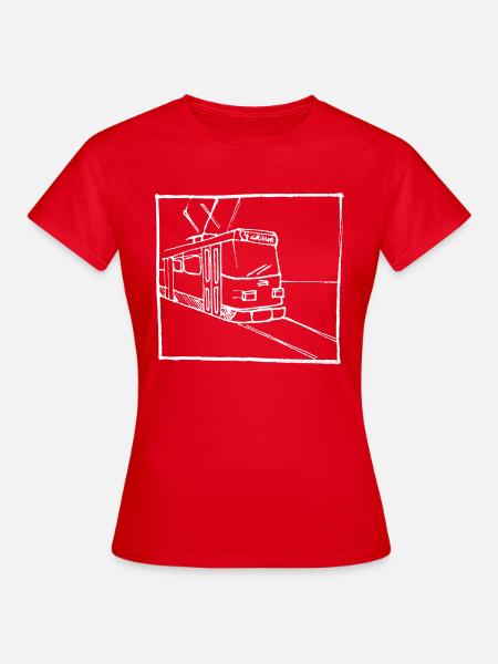 Alte Tram / Straßenbahn - Frauen T-Shirt - Rot